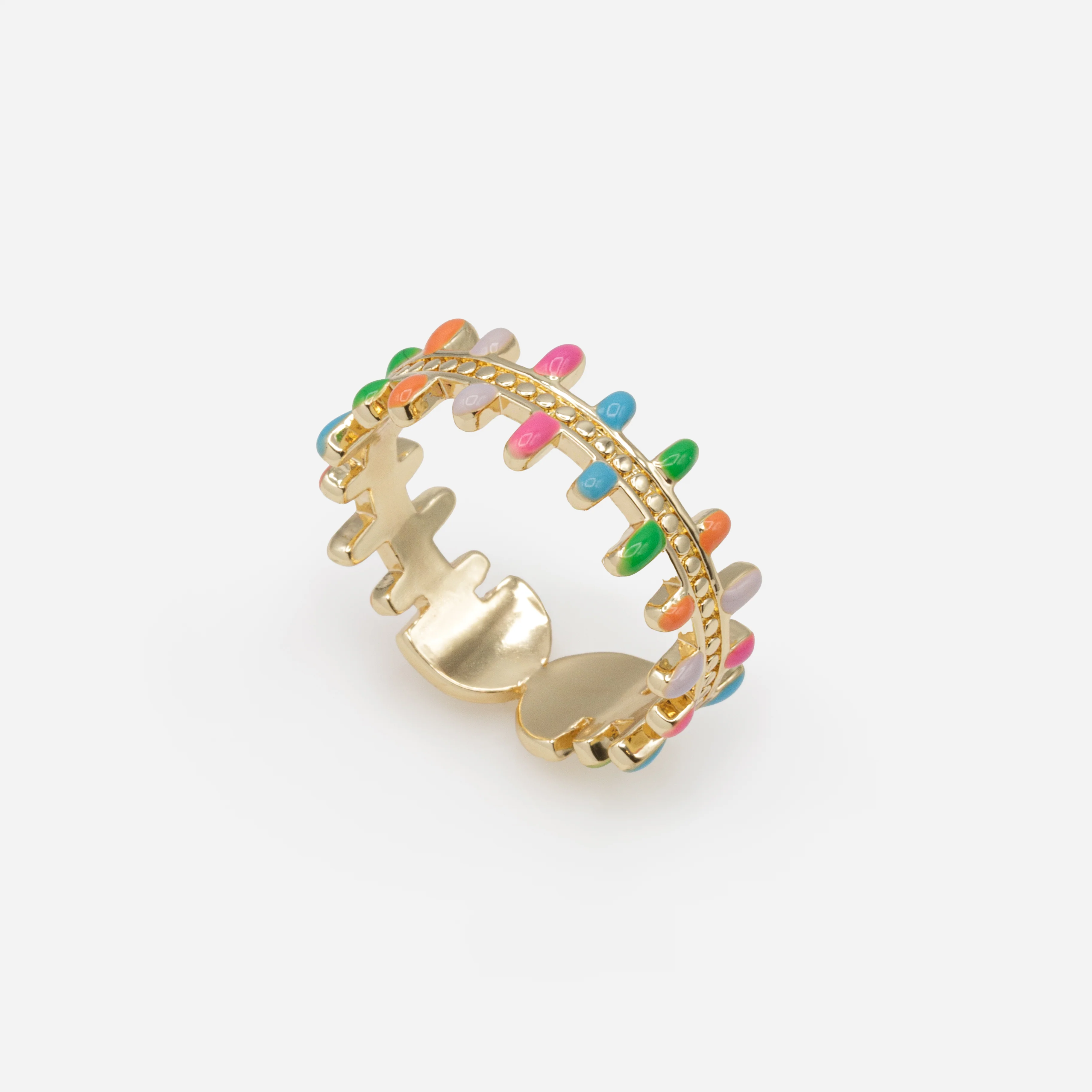 Bague dorée à pointes colorées - Image 2