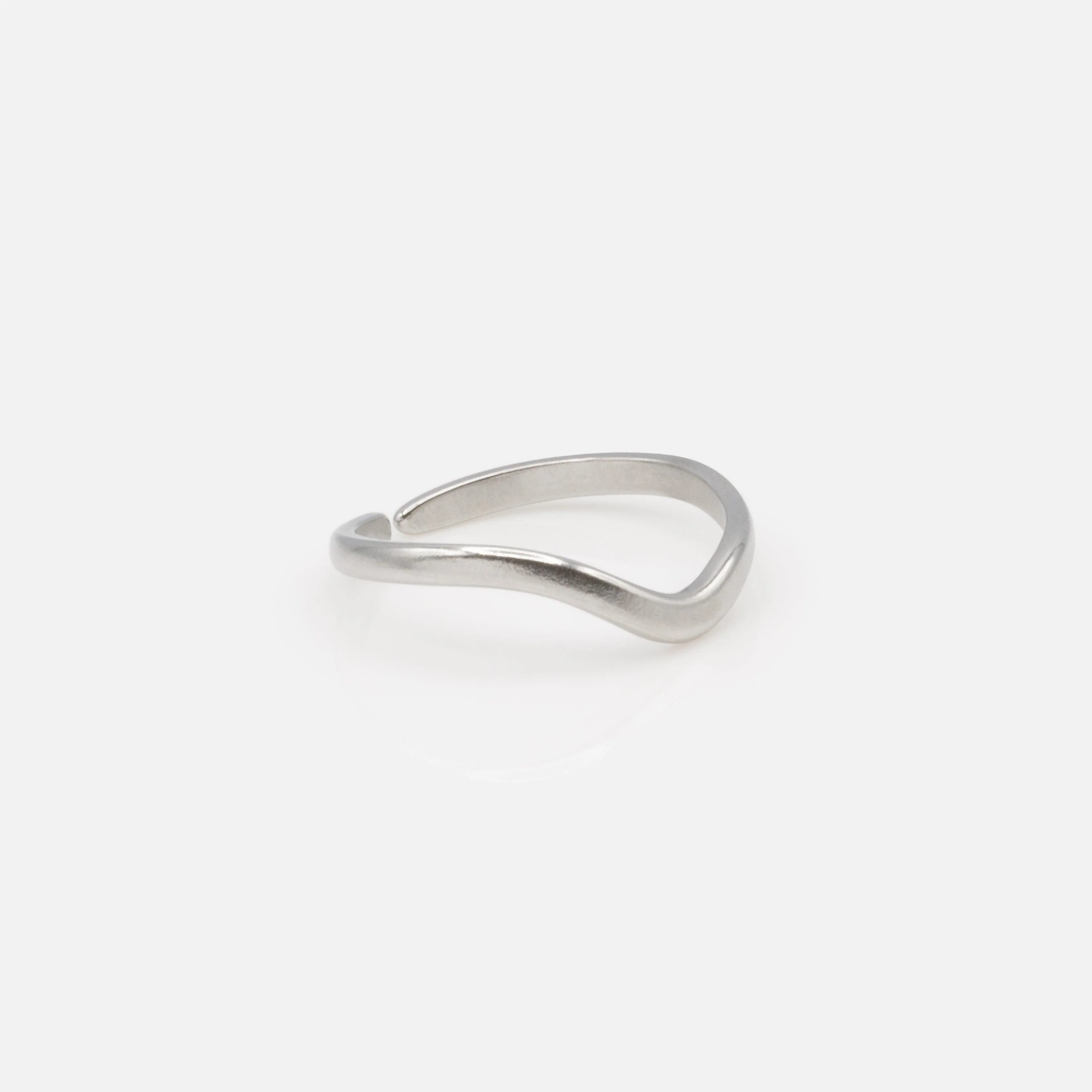 Bague ondulée argentée en acier inoxydable - Image 3