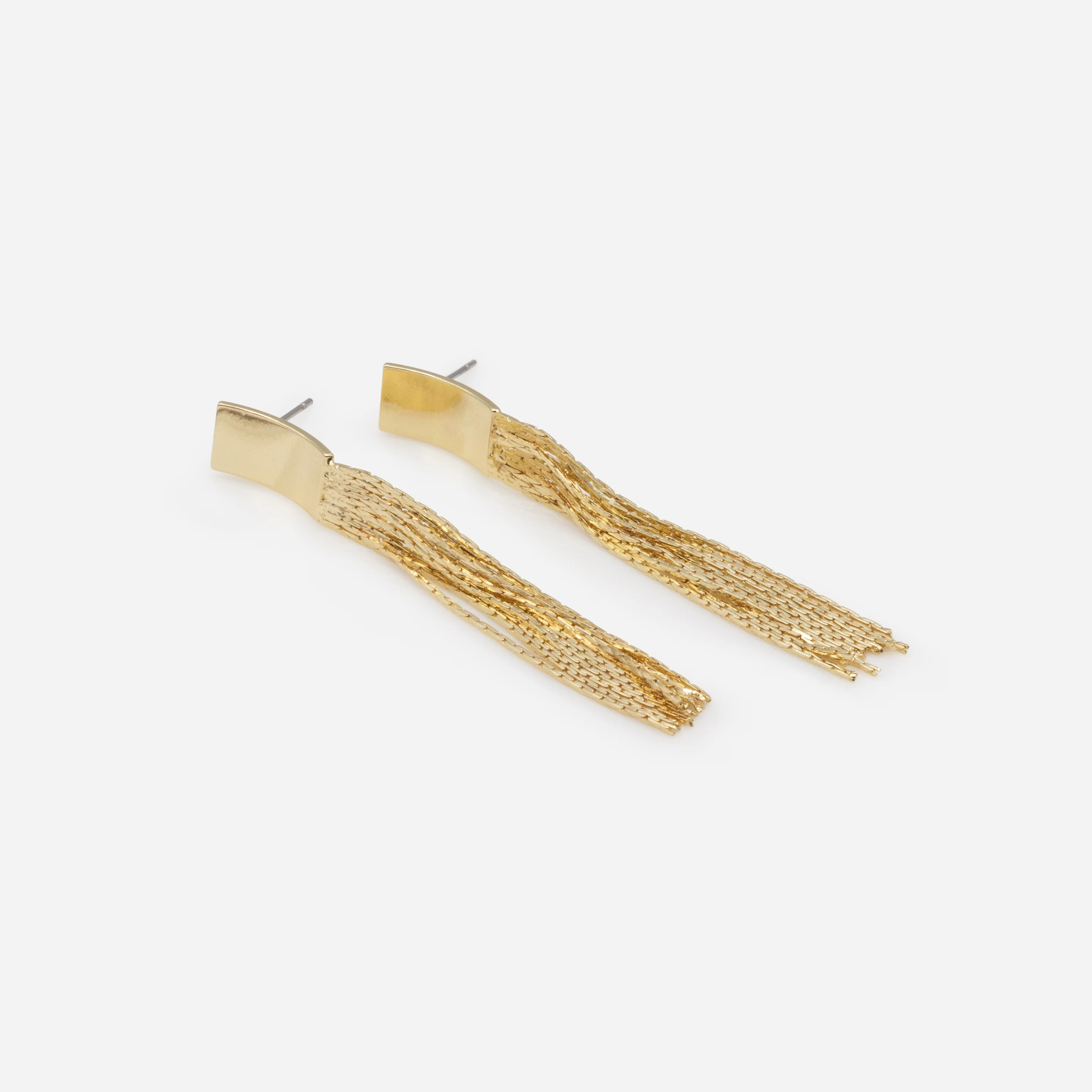 Boucles d'oreilles longues filaments dorés - Image 2