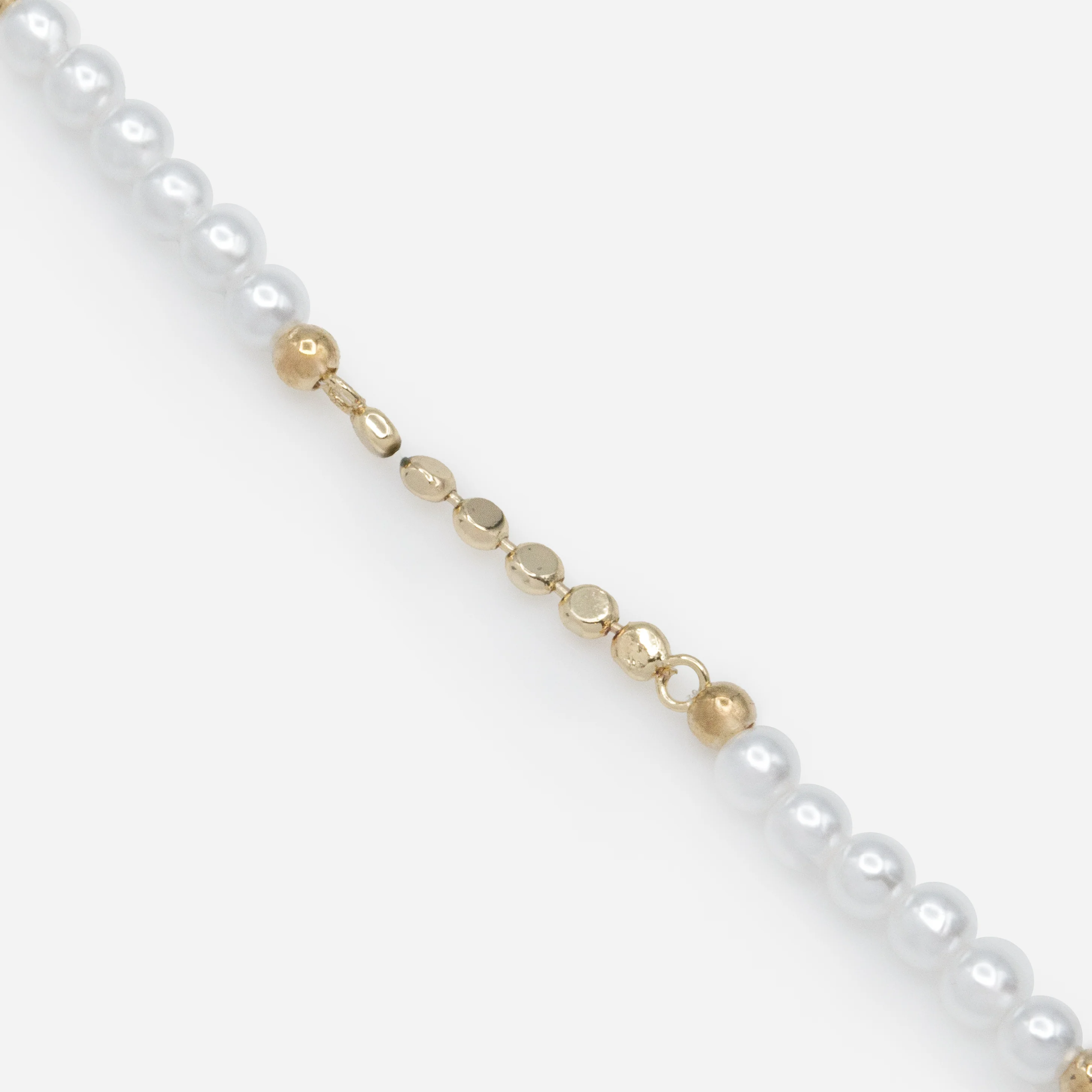 Bracelet perles rondes et billes plates dorées - Image 2