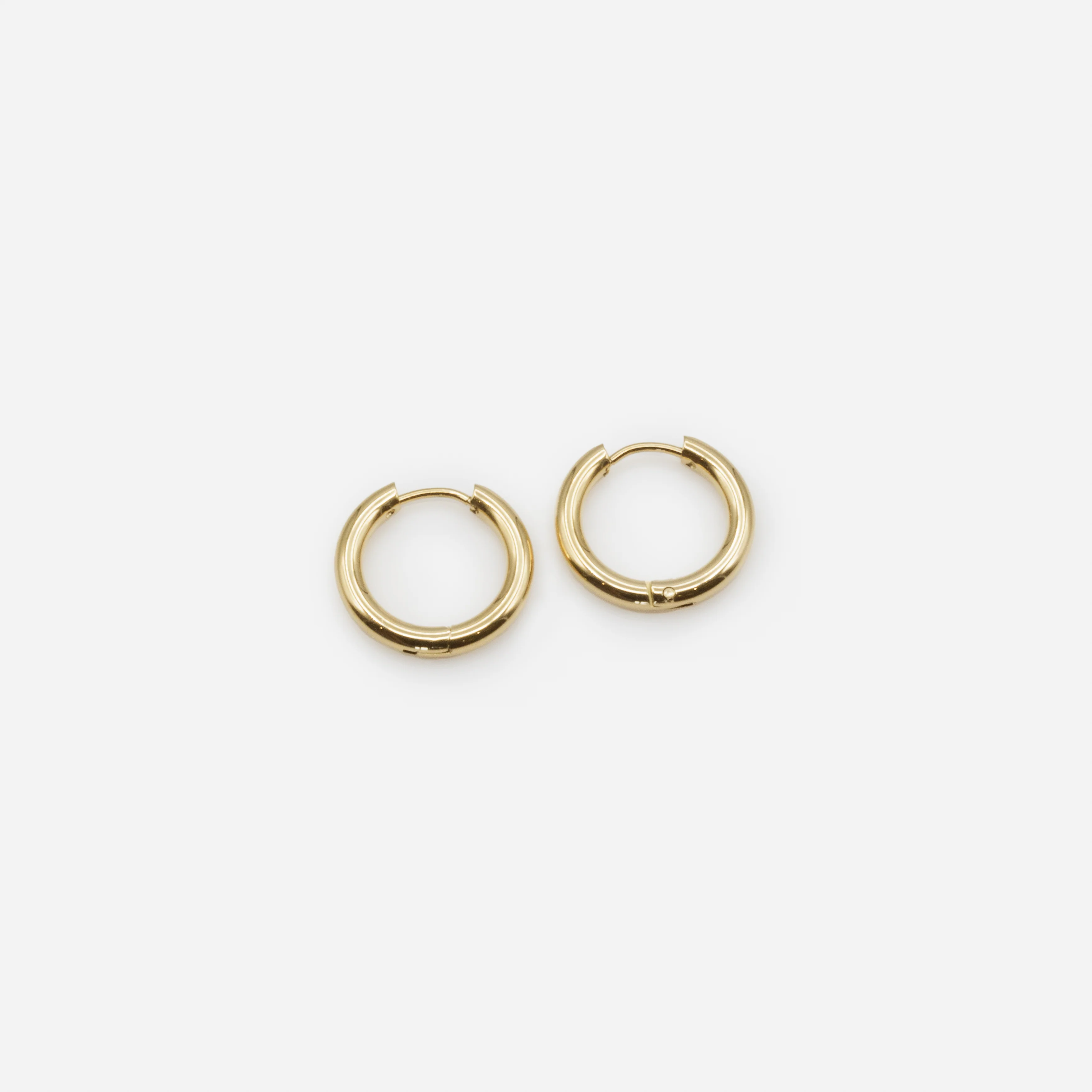Ensemble chaîne gourmette et boucles d'oreilles anneaux dorés en acier inoxydable - Image 3