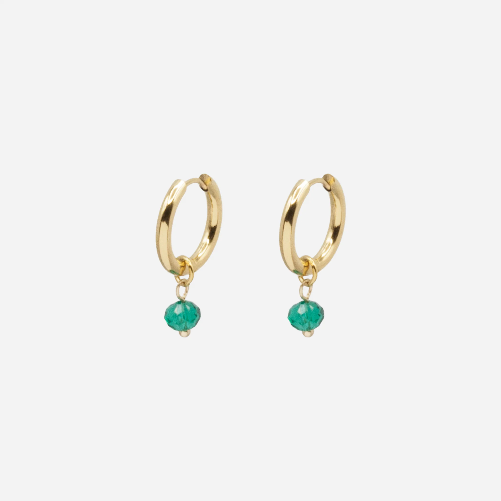 Ensemble collier et boucles d'oreilles anneaux dorés avec pierres vertes en acier inoxydable - Image 4