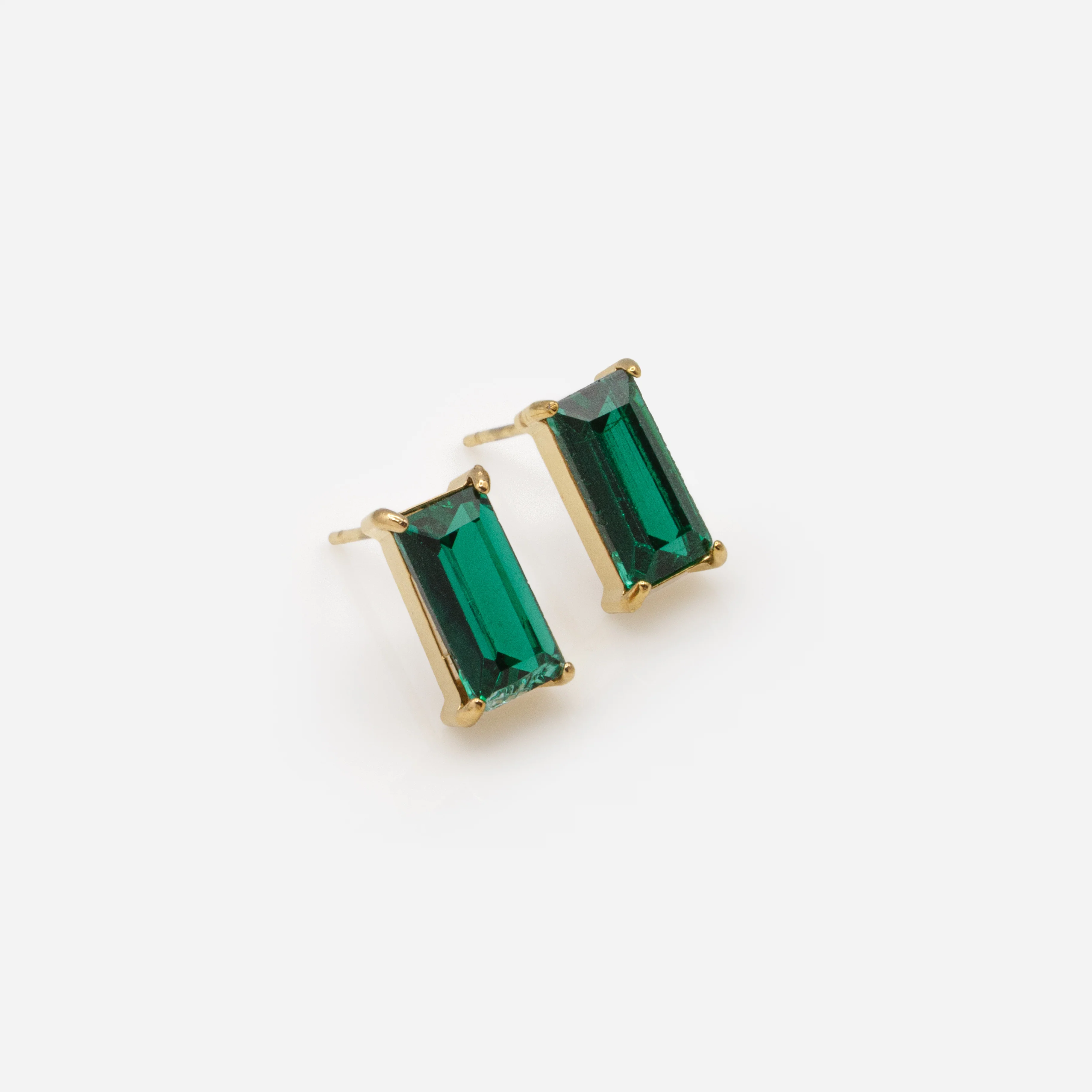 Ensemble collier et boucles d'oreilles dorés avec pierres émeraude en acier inoxydable - Image 2
