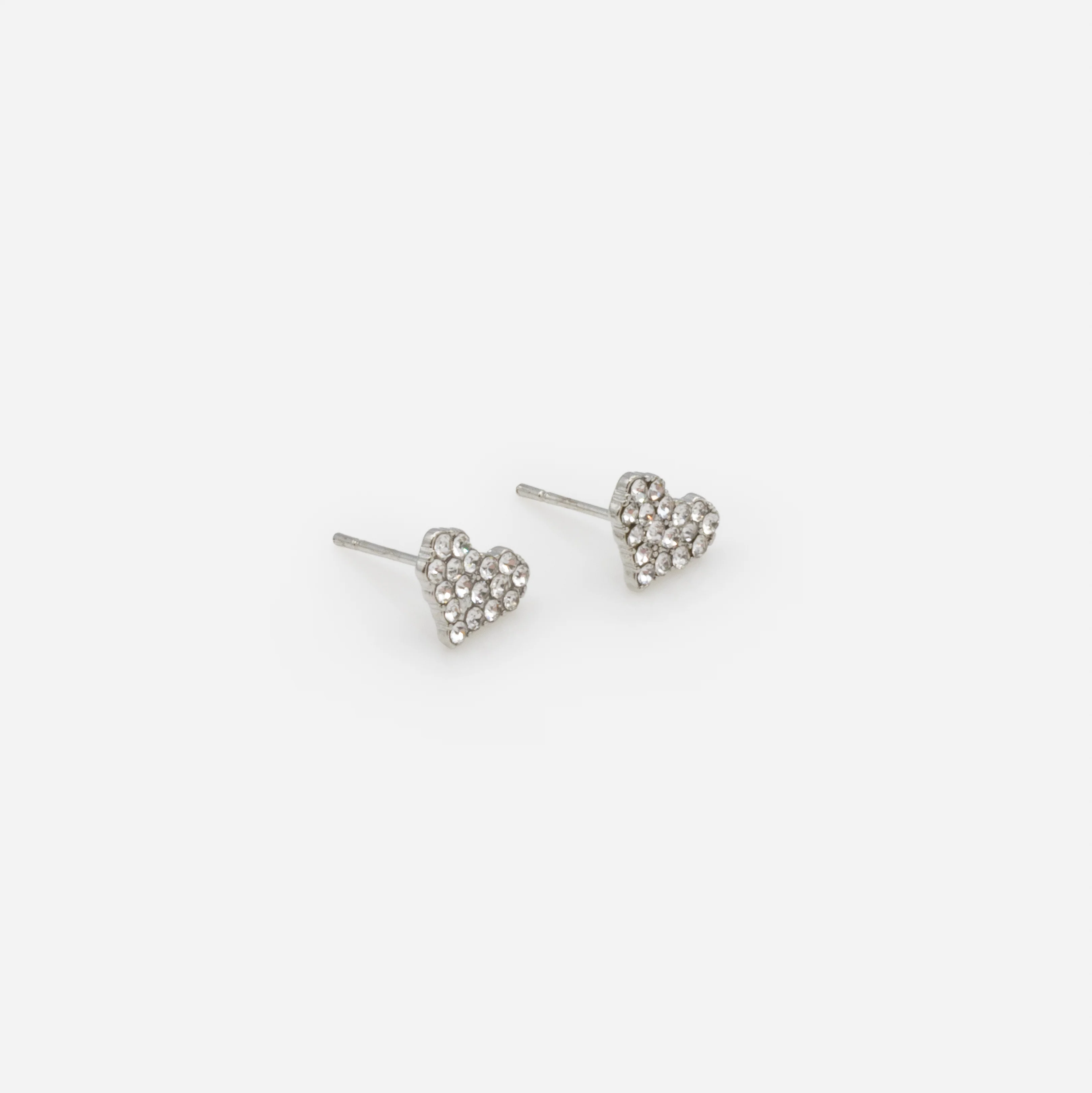 Ensemble collier et boucles d'oreilles coeurs argent avec zircons cubiques en acier inoxydable - Image 3