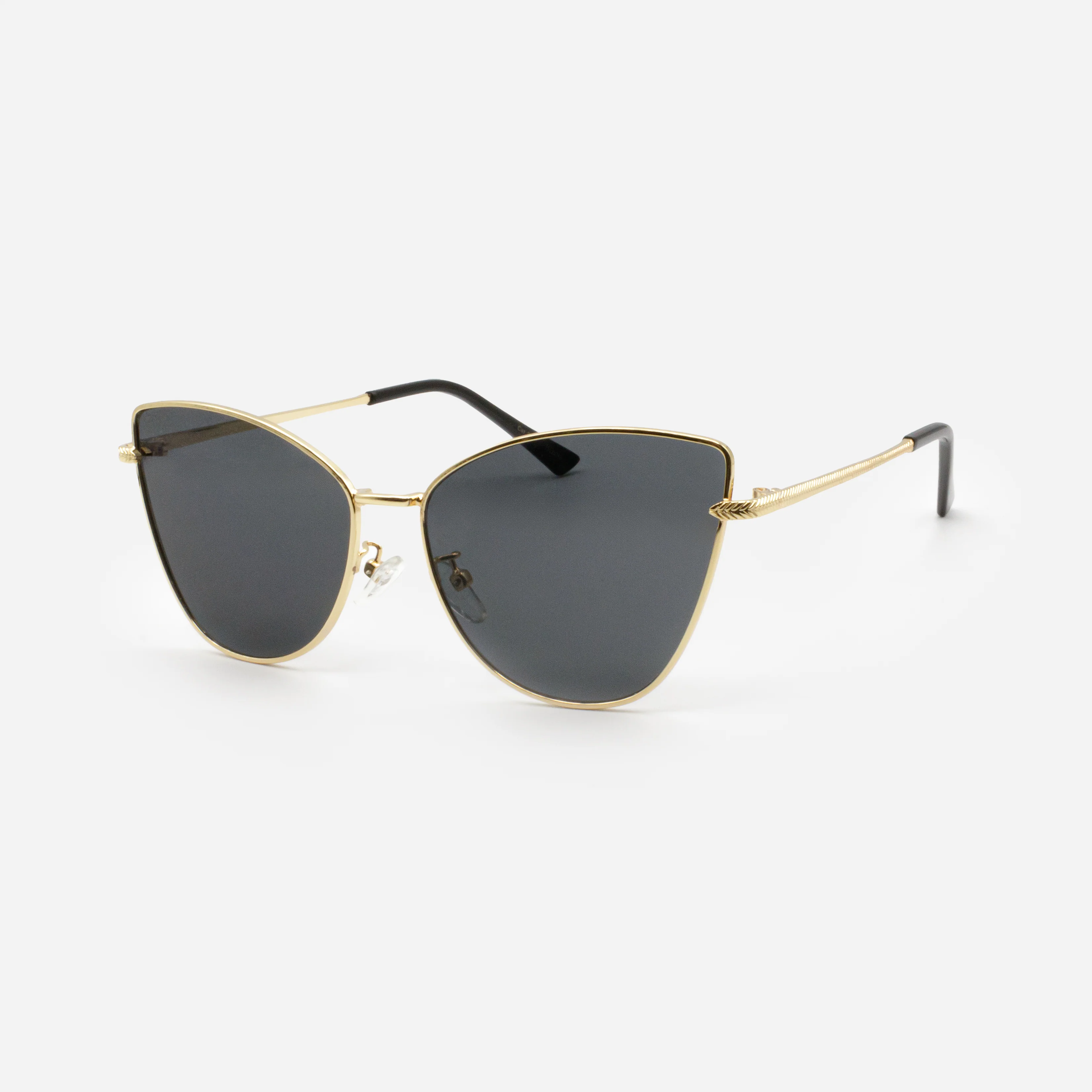 Lunettes de soleil dorées oeil de chat avec verres noirs