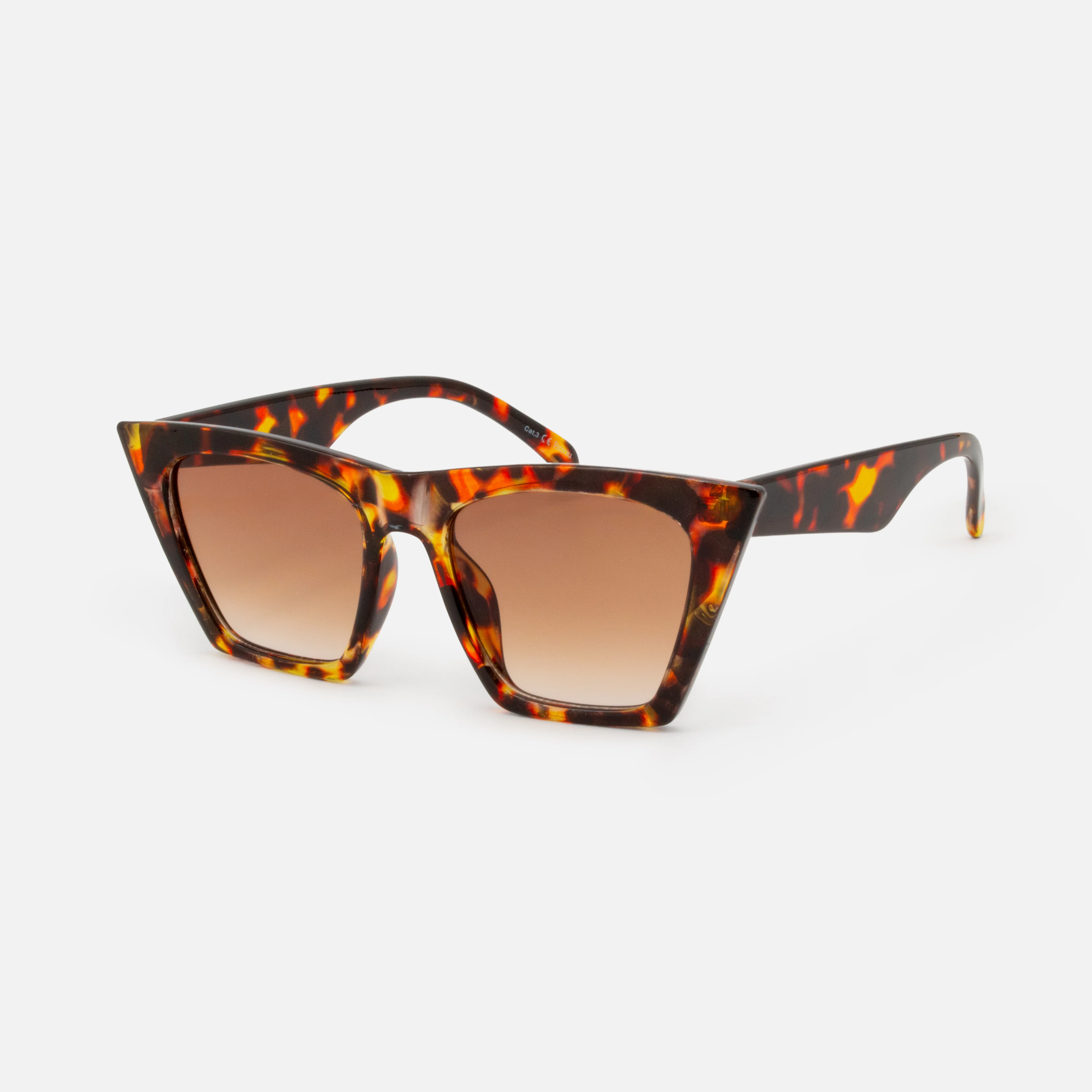 Lunettes de soleil oeil de chat angulaires tortoise